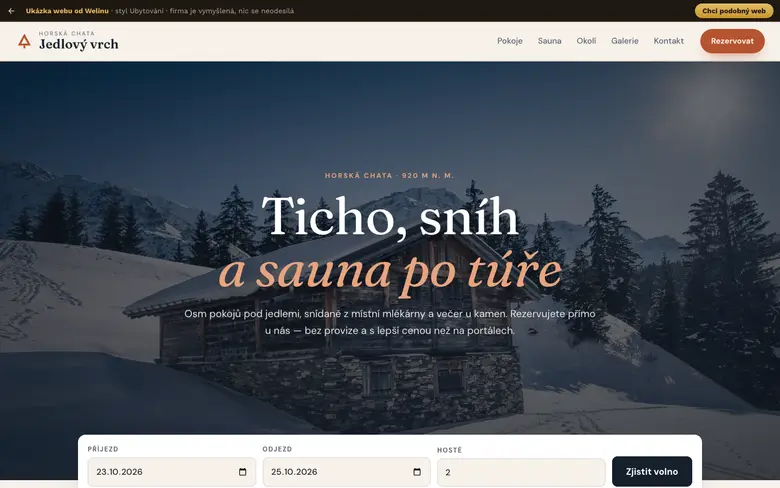 Ukázka webu ve stylu Ubytování: horská chata