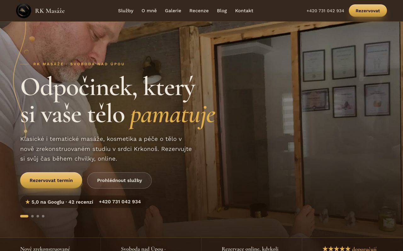 Úvodní stránka webu rkmasaze.cz