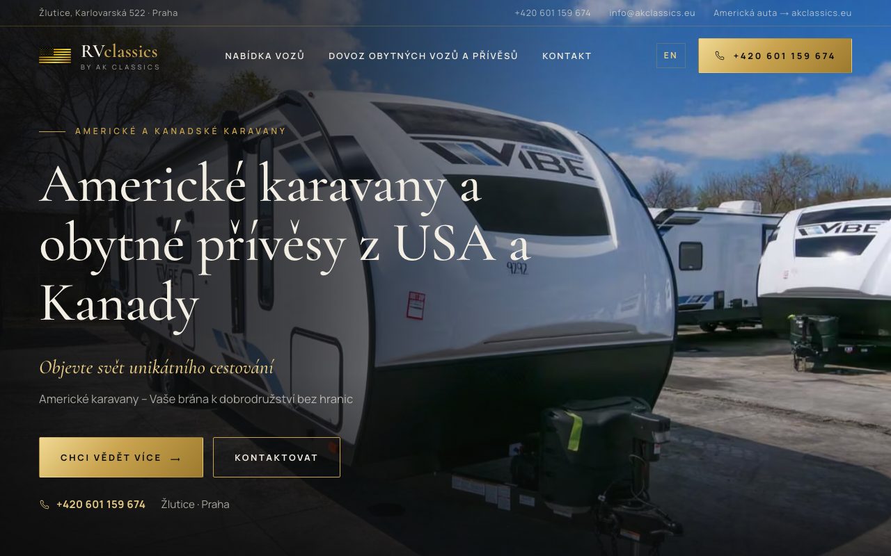 Úvodní stránka webu rvclassics.eu